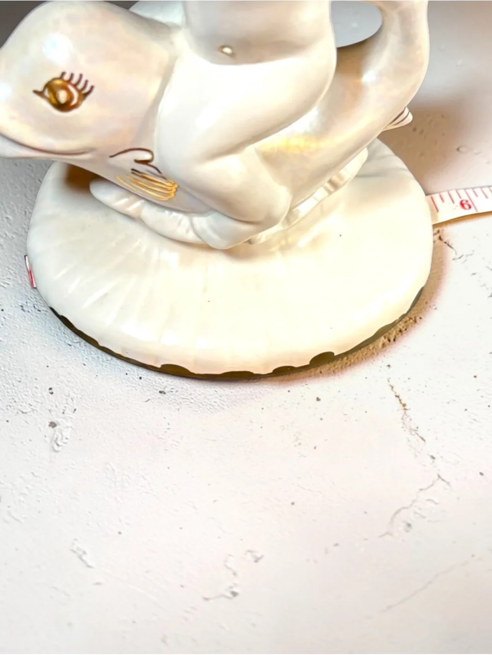 Vintage Holland Mold Ceramic Cherub Riding Dolphin Shell Dish Soap Trinket 8